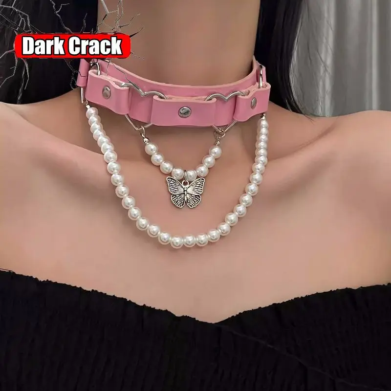 

Gothic Lolita Angel Choker Harajuku Collar Punk Rivet Butterfly Necklace Women Party Club Chokers Spike Rivet Y2K Girl Jewelry