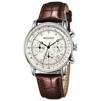 2022 new fashion business luxury brand honmin genuine multifunctional full automatic calendar quartz watch
