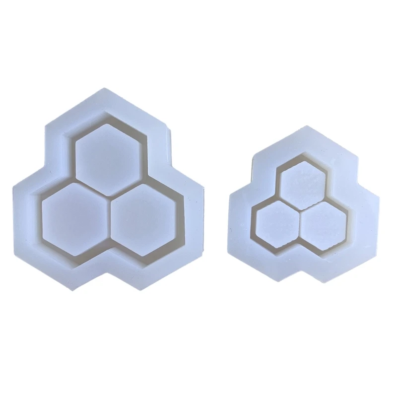 

2022 New Shiny Glossy Geometry Honeycomb Ornament Silicone Epoxy Resin Mold DIY Keychain