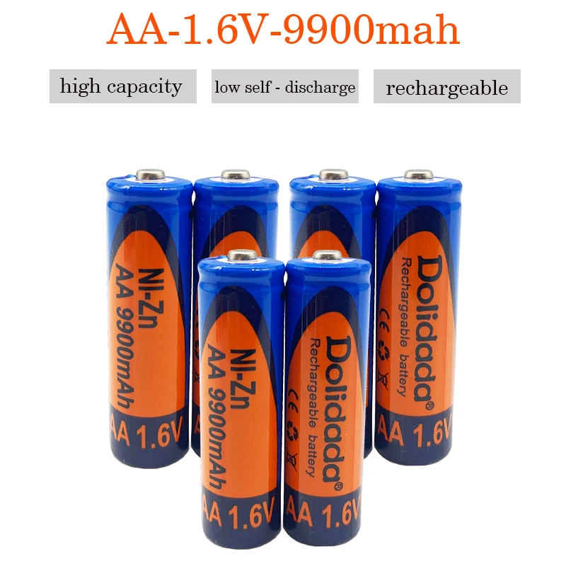 

New zi-zn AA rechargeable battery 1.6 V 9900 MAH charge more stable, life is 5 times of 1.5 V series battery, can be recycled