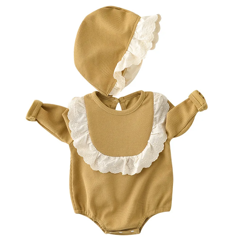 

2022 Spring Summer Newborn Jumpsuits Girl Rompers Infant Lace One-Pieces Clothes Toddler Kids Bodysuits Hat Baby Casual Clothing