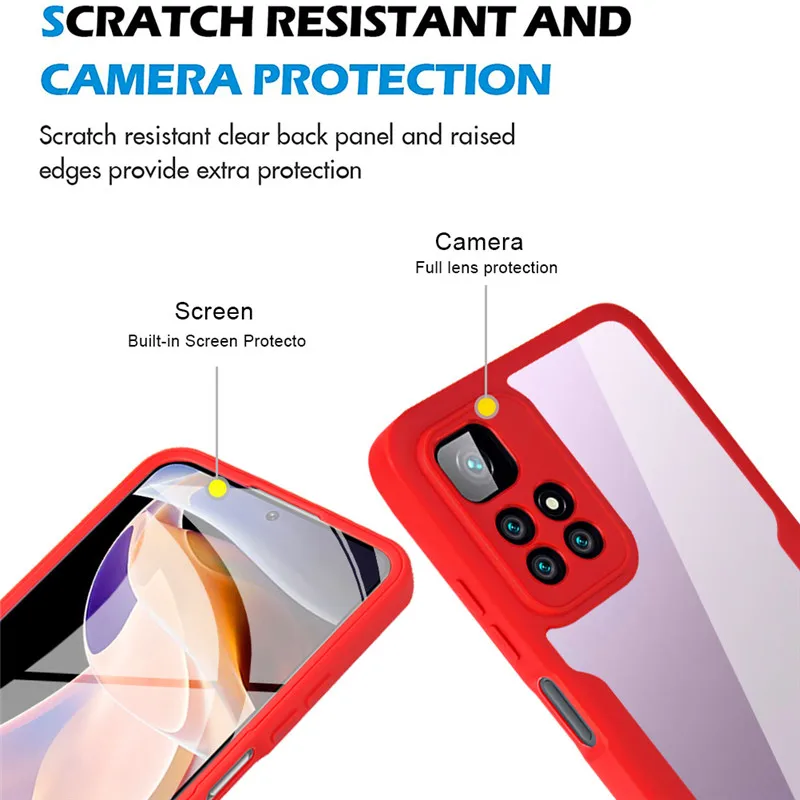 Полный защитный чехол для Xiaomi Redmi Note 11 Pro 5G 360 полностью защищенный двойной боковой