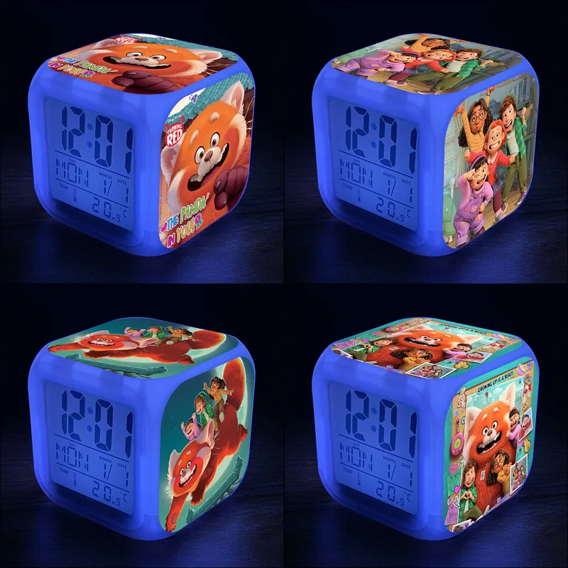 

Поворотный Красный светодиодный цифровой светящийся будильник многофункциональные часы для спальни термометр сменные цвета электронные ...