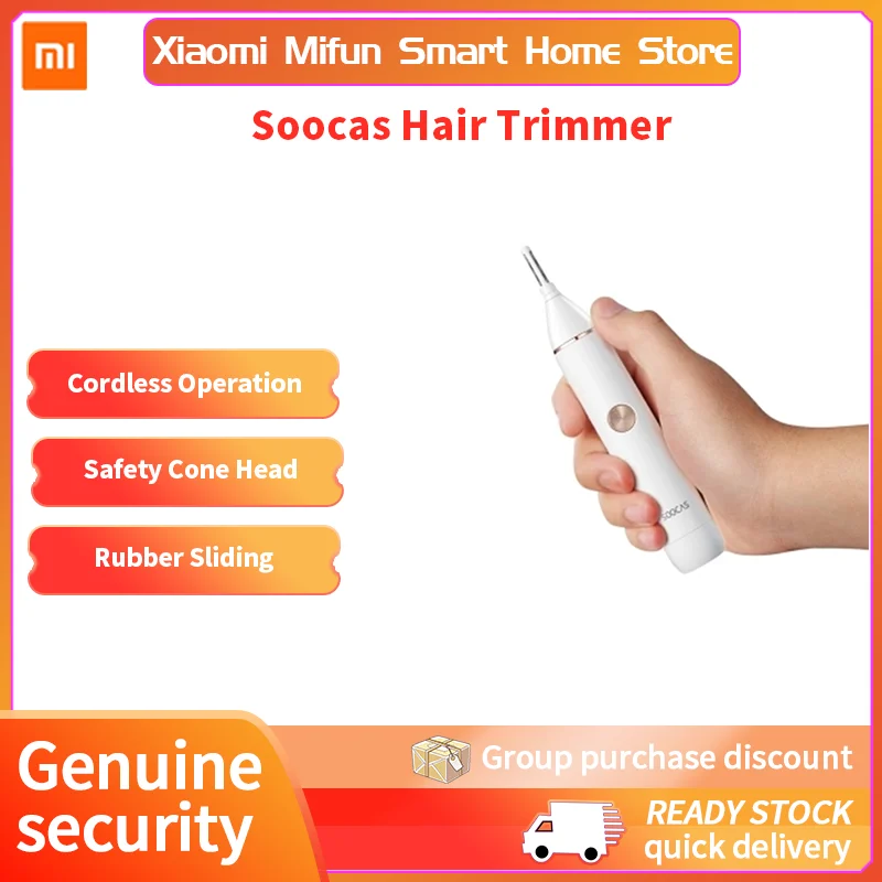 

XIAOMI Mijia Soocas IPX5 Водонепроницаемый триммер для носа и волос, машинка для стрижки бровей с острыми лезвиями, беспроводной очиститель для носа д...