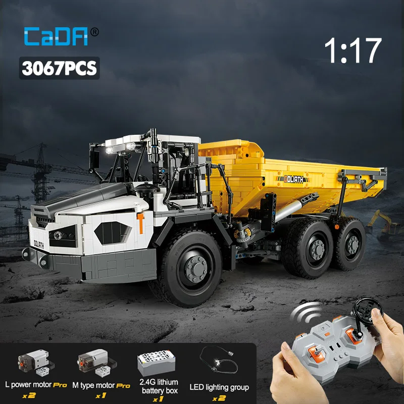 

Cada 3067Pcs City Remote Control Technical Articulated Dump Truck Building Blocks DIY Heavy Engineering RC Car Toys For Children