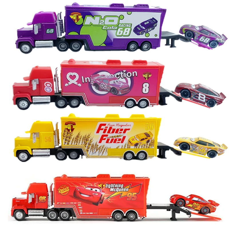 Disney Racing 2 Pixar Car 3 Truck with car Toy Lightning McQueen Mike Mack Uncle 1:55 Diecast Metal Children Boy Birthday Gift