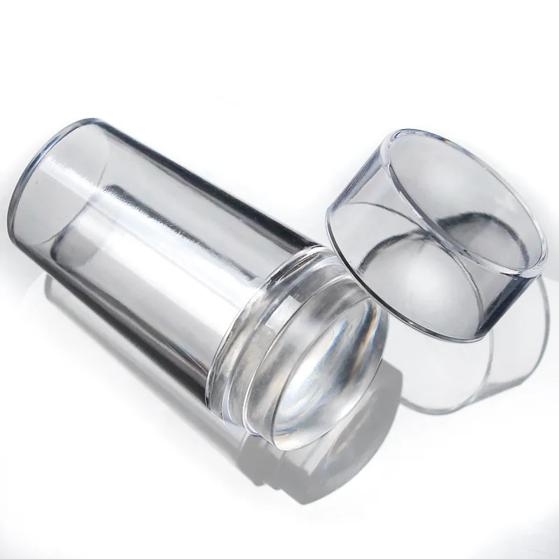 

10Set Clear Jelly Nail Art Stamper Transparent Lidded Seal Handle Clear Silicone Nail Stamper & Scraper Stamp Tools