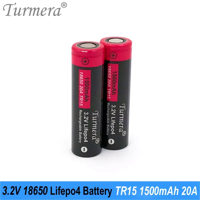 

Turmera TR15 1500mAh 20A 3.2V 18650 Lifepo4 Battery 2000+ Cycles for 12V 36V 48V Solar Panel and Uninterrupted Power Supply Use