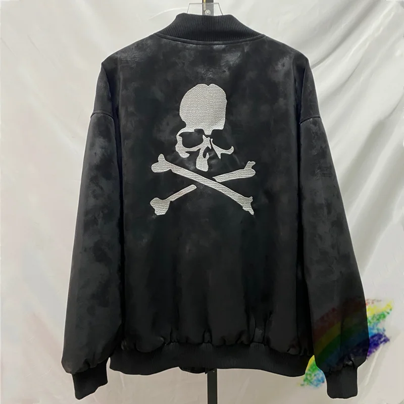 

Tie Dye Mastermind World Baseball Jacekt 1:1 High Quality Heavy Fabric Leather Sleeve Embroidery Letter Fleece Outwear Coat