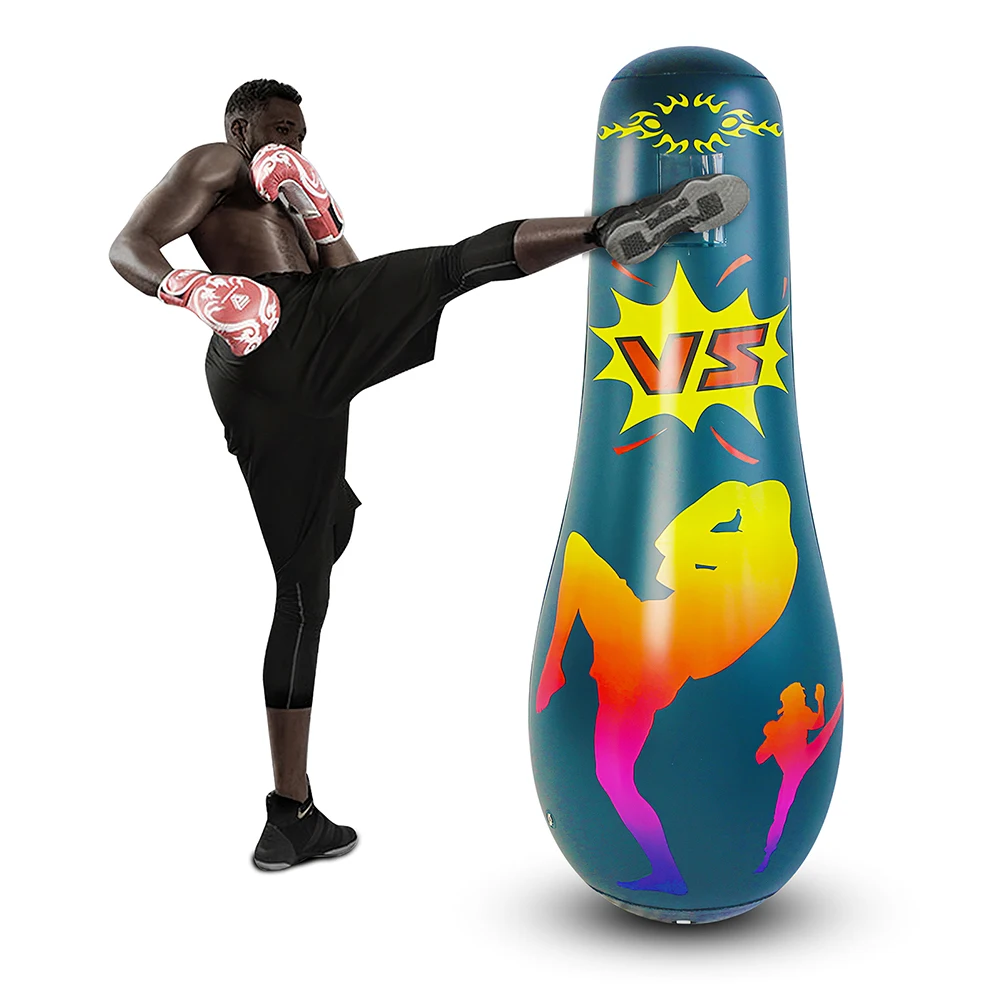 

165cm Inflatable Boxing Bag PVC Tumbler Punching Bag Training Pressure Relief Exercise Base Sandbag Sack Fitness Equipment
