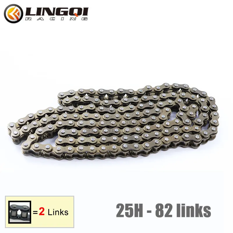 

LINGQI RACING 25H 82/84/86/88/94/96/98/118/120/128/130/140/152/168 звеньев цепи для ATV Quad Go Kart Dirt Pocket Mini Motor Bike