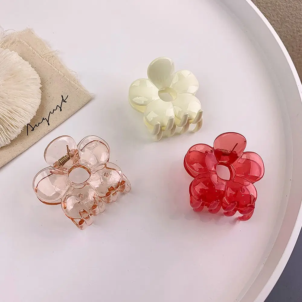 

Geometric Elegant Clamp Clip Acrylic Wash Face Hollow Transparent Hair Claw Flower Hair Crab Clip Ponytail Holder