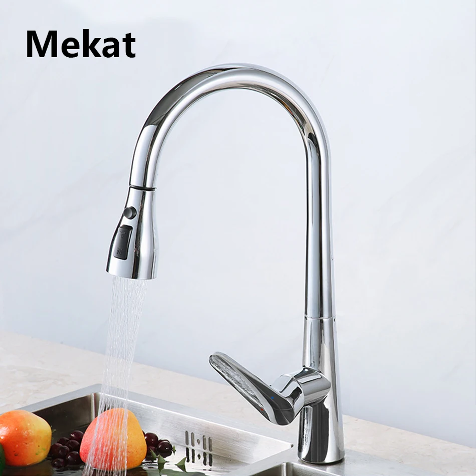 

Brushed Nickel Kitchen Faucets Single Hole Pull Out Spout Kitchen Sink Mixer Tap Stream Sprayer Head Chrome/Mixer Tap ברז מטבח