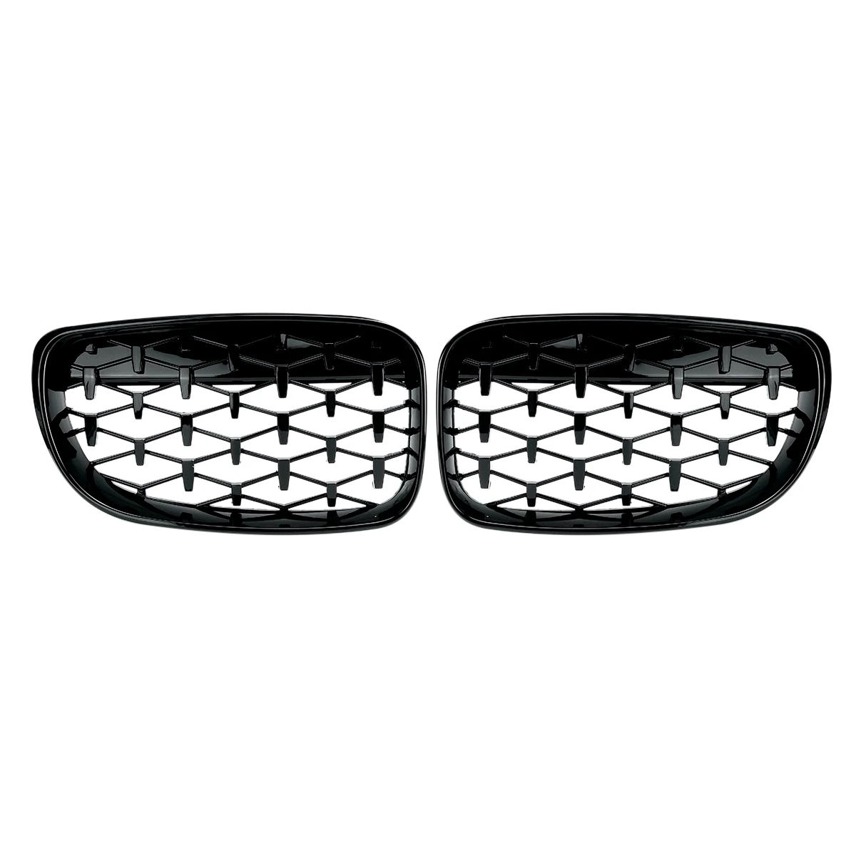 

2X Front Kidney Diamond Meteor Grille Grills for -BMW 1 Series E81 E82 E87 E88 LCI 2007-2013 Racing Grills Gloss Black