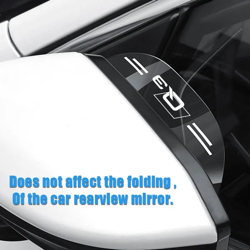 

2Pcs For Audi Q3 Logo Car Rearview Mirror Rain Eyebrow Protector Flexible PVC Rain Cover Visor Shade Rain Shield Car Accessories