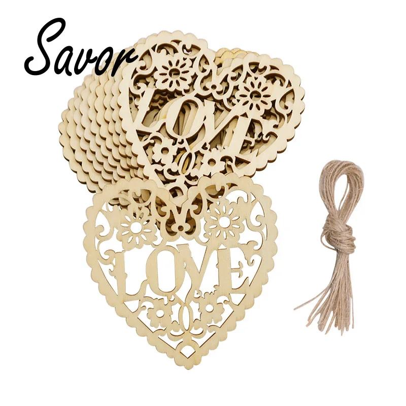 Деревянное свадебное украшение с лазерной резкой подвесное любовным сердцем