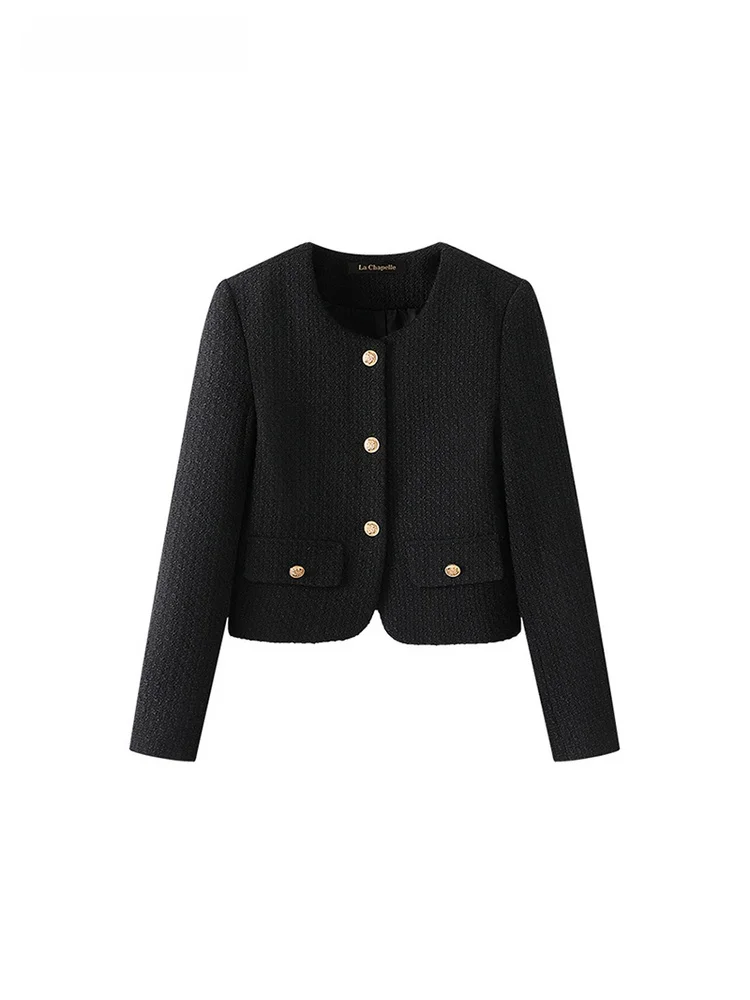 La Chapelle тканая изящная верхняя одежда с круглым вырезом и золотой пряжкой женский