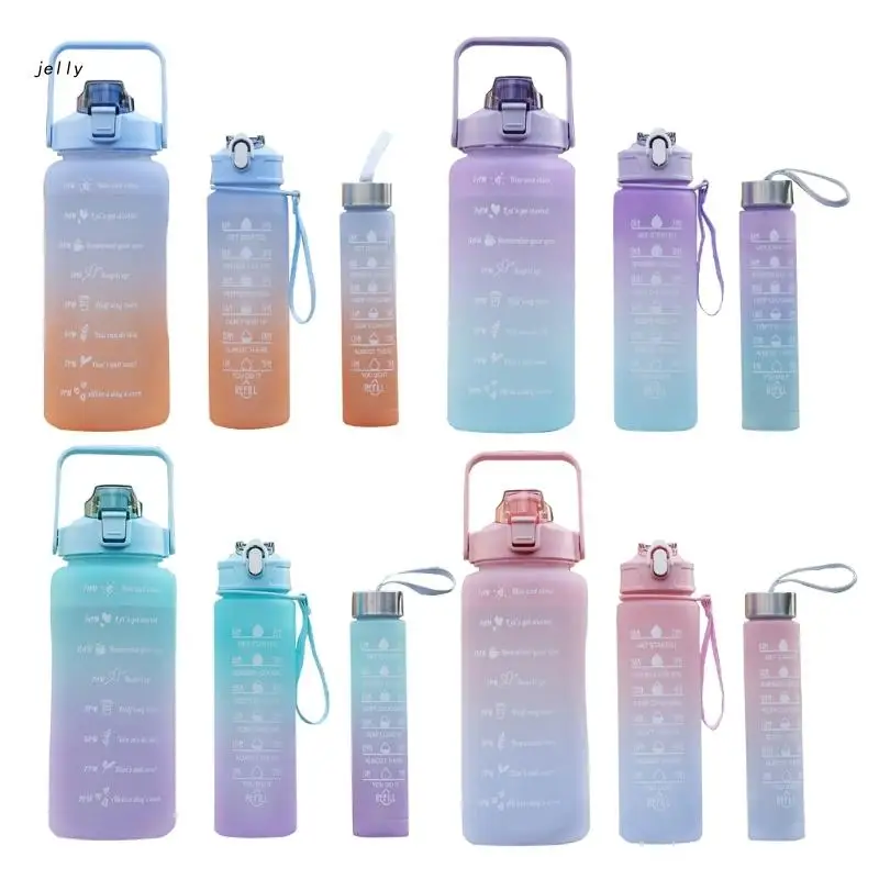 

448C 3pcs/set Large Capacity Plastic Straw Water Cup Water Bottle High Value Big Fat Cup Water Bottle Cute Adult General