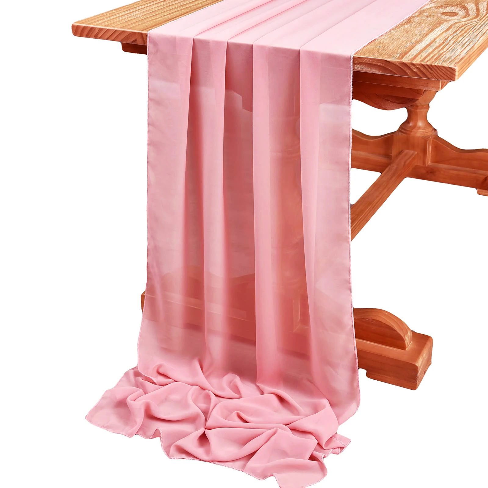 

Chiffon Wedding PInk Table Runner Table Setting Gauze Sheer Vintage Christmas Dining Birthday Party Cake Table Decor