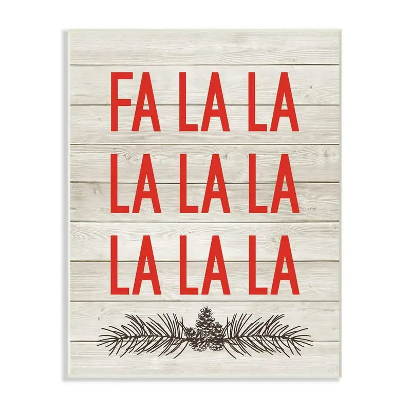 

Stupell Decor Collection Christmas Deck the Halls Fa La La Wall Plaque Art