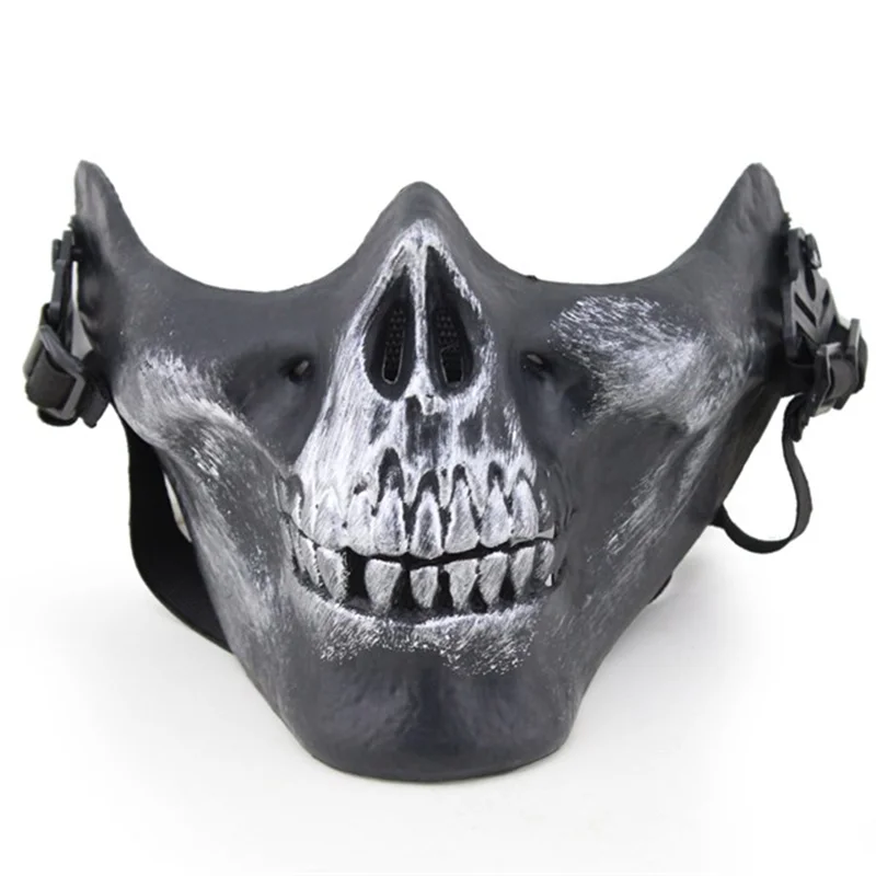 

Tactical Half Face Skull Protective Mask Halloween Outdoor CS Horror Skull Headdress Paintball Airsoft Accessories