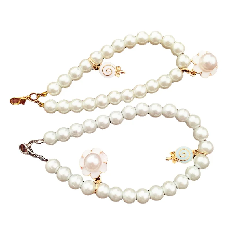 

Hot Selling Glass Pearl Key Chain Bracelet Mobile Phone Bag DIY Pendant Eternal Flower Pearl Chain Classic For Women Jewelry