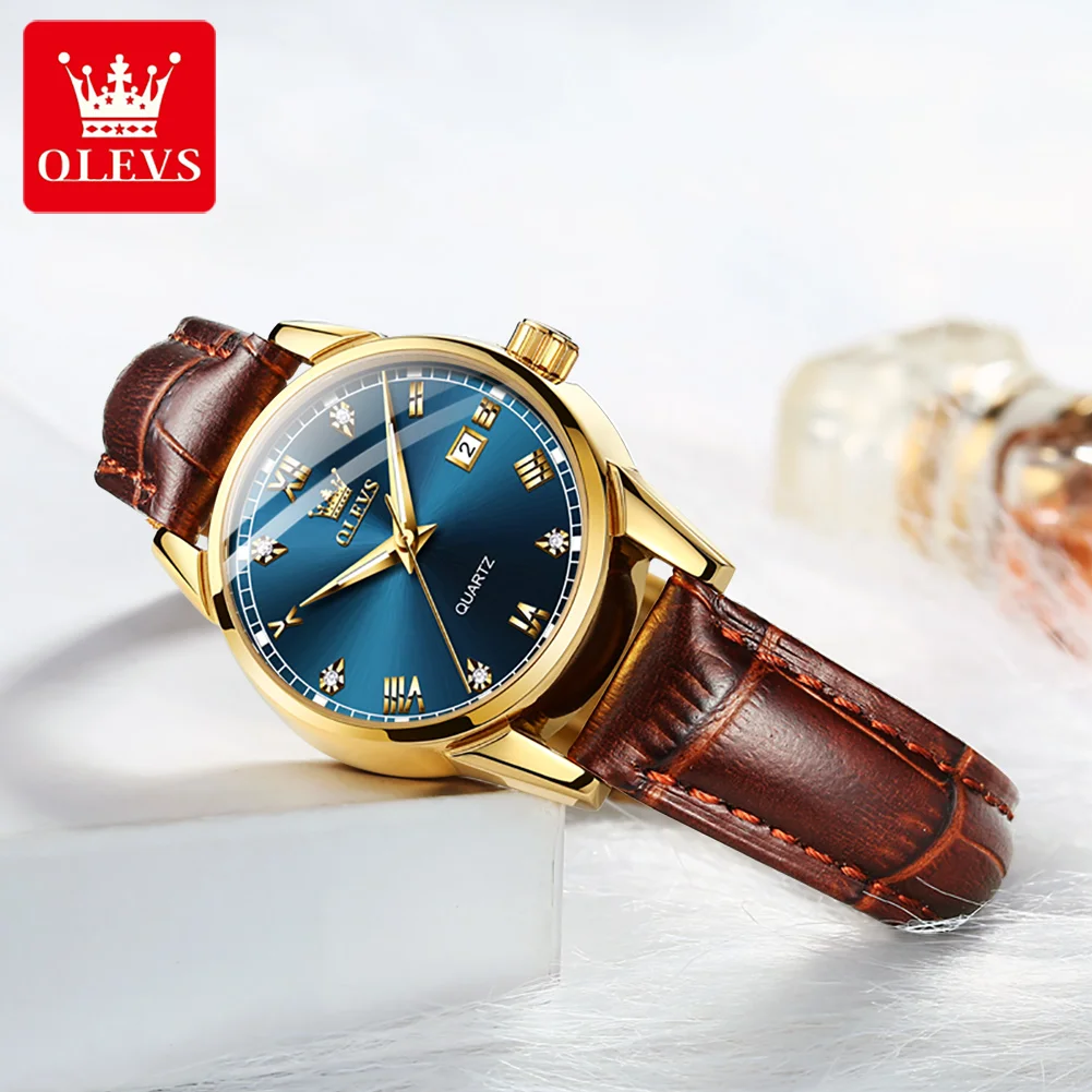 OLEVS 2024 новые модные женские часы лучший бренд роскошный кожаный ремешок