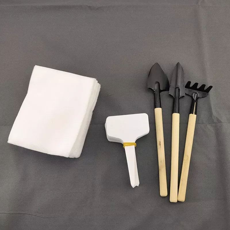 

3 kit set Mini gardening plant starter tools nursery pot set shovel Rake Spade Plant label tags Seed growing Flowers Tools C1