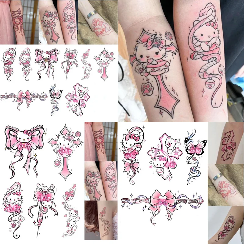 

Kawaii Sanrio Cartoon Characters Hellokitty Girls Temporary Tattoos Super Cute Waterproof Heart Lasting Tattoo Sticker Girl Gift