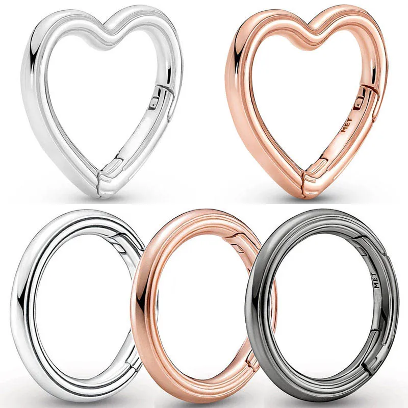 

Original Rose Ruthenium ME Styling Heart & Round Connector Beads 925 Sterling Silver Me Charms Fit Fashion Bracelet DIY Jewelry