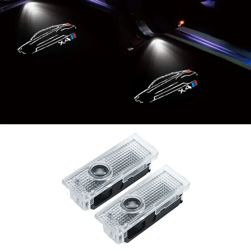 

2Pcs HD LED Projector Laser Light Car Door Welcome Lamp For BMW F26 G02 X4 Models Car Door Logo Light auto Exterior Accessories