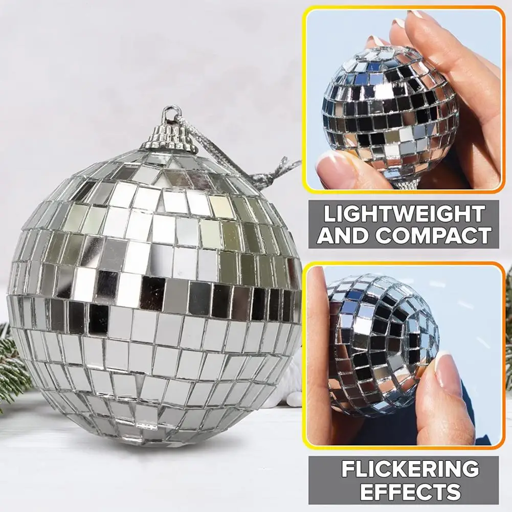 

Disco Ball with Lanyard Shimmering Christmas Balls Reflective Silver Disco Ornaments for Festive Party Decorations for Parties