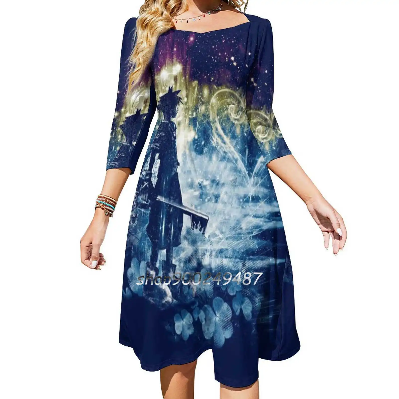 

Платье женское летнее с квадратным вырезом и лямкой на шее