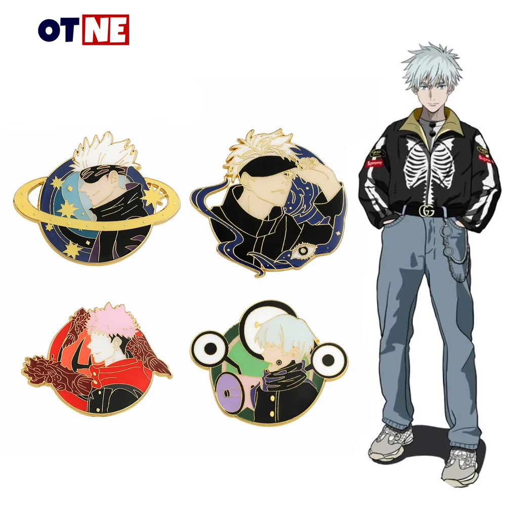 

Эмалированные булавки с круглыми металлическими пуговицами в стиле аниме, юююзютсу, кайзен, модные булавки, Значки для сумок, ювелирные изд...