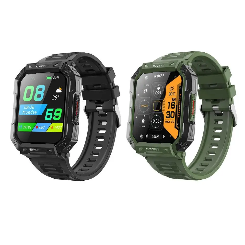 

Smart Watch Men 2.1inch Heart Rate Monitor Blood Oxygen Blood Sugar BT Call Waterproof Outdoor Timer Weather Sport Smartwatch