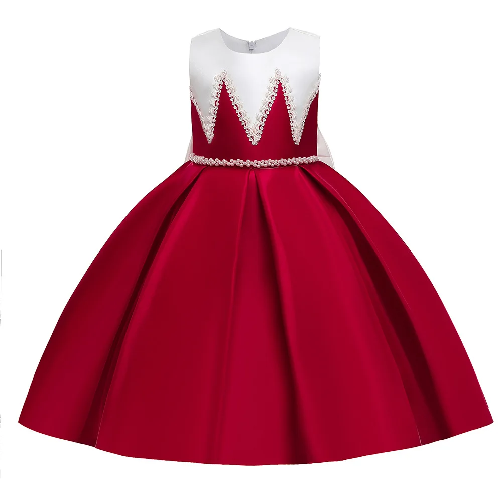 

3-10 Years New Children's Evening Bead Fashion Dress For Girls Trailing Princess Dress Kids Ball Gown For Wedding Dresses