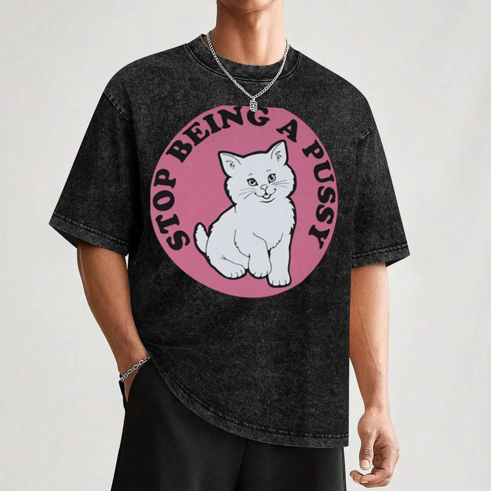 Футболка с наклейкой Стоп быть киской большая футболка рисунком футболки рэпера