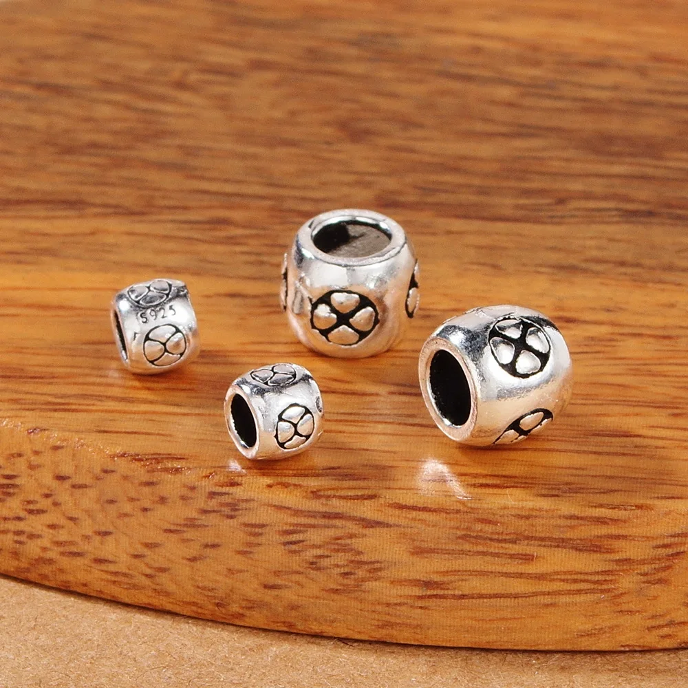 

Аксессуары из стерлингового серебра S925 пробы, разделенные бусины с большим отверстием в стиле ретро с цветочным узором, бусины ручной работ...