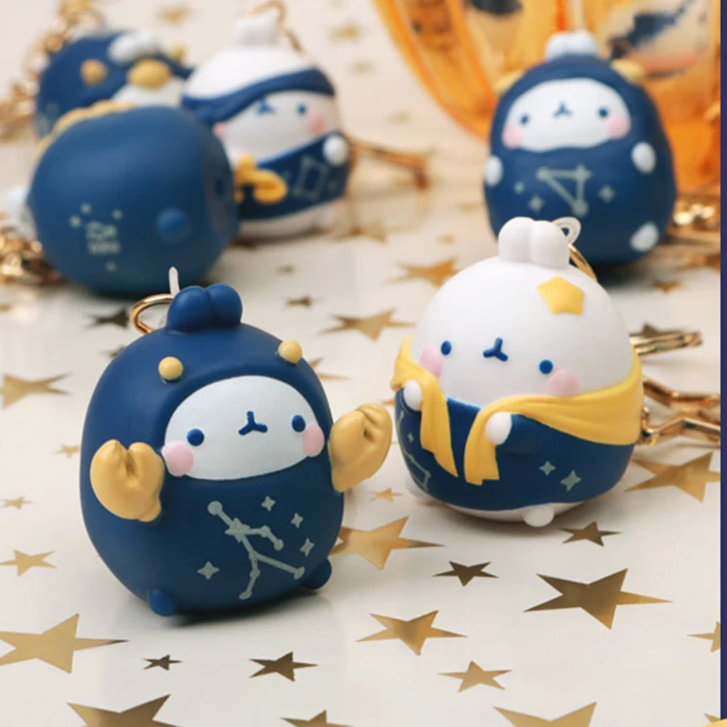 Корейский Molang милый толстый кролик двенадцать созвездий брелок для ключей