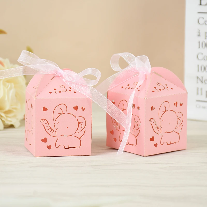 

10/20pcs Hollow Elephant Candy Box Baby Shower Decor Favor Gifts Boxes Kids Birthday Party Supplies Cookie Chocolate Packing Box