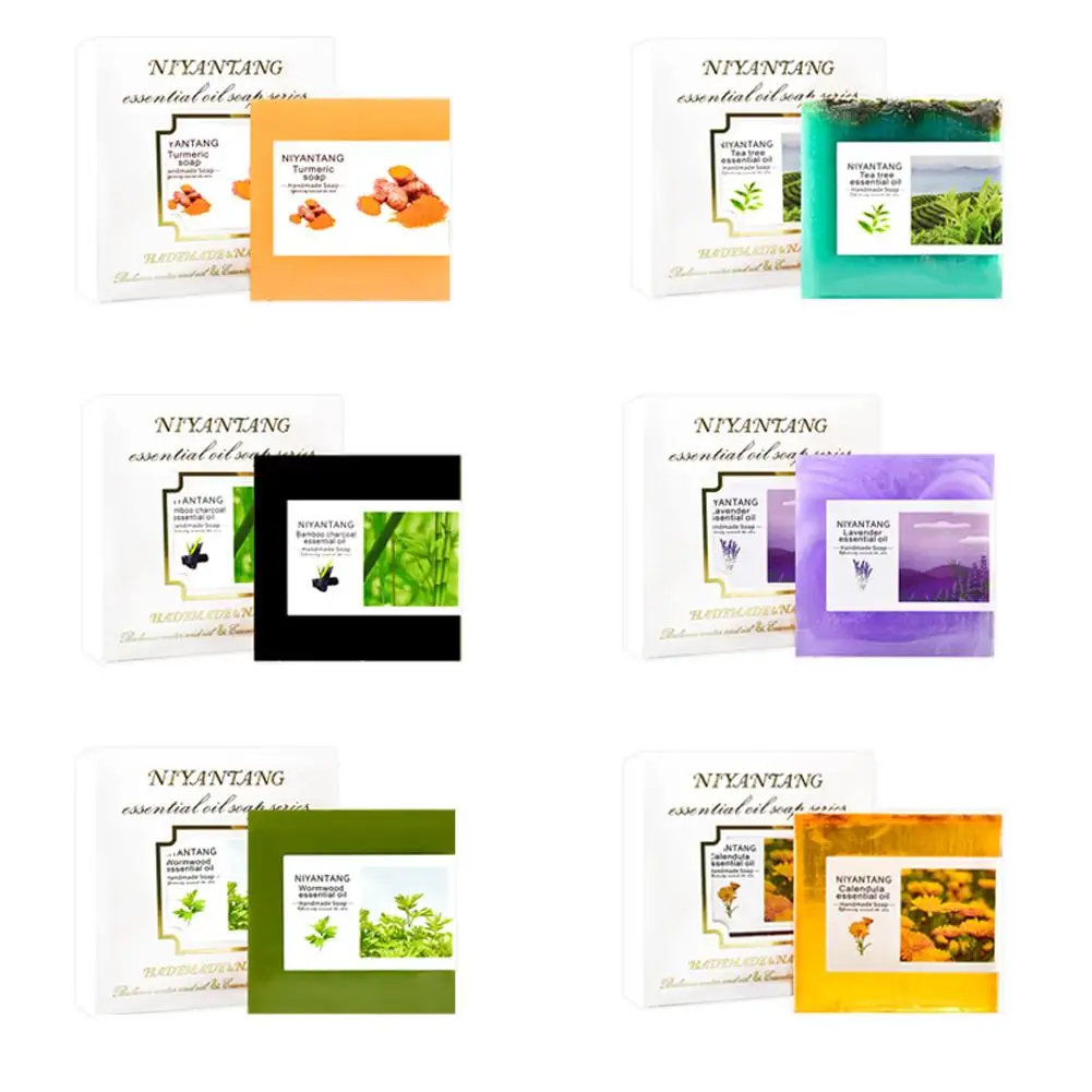 100% растение ручной работы мыло с эфирным маслом куркума бамбуковый уголь лаванда