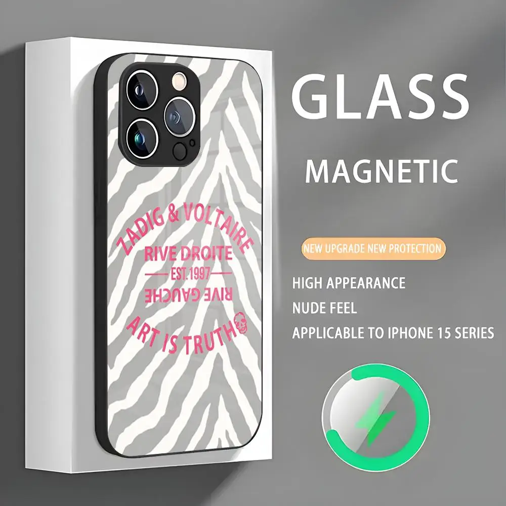 Чехол для телефона Zadigs V-Voltaires Iphone 16 Pro Max чехол 15 14 13 12 11 X XR XS XSMAX 8 Plus Mini стеклянный