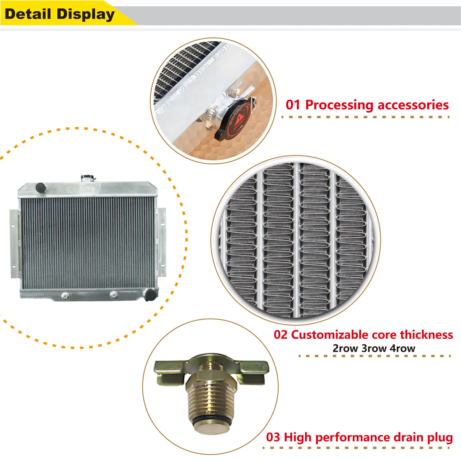 Aluminum Radiator + Fans for Jeep CJ Series 1970-1985 CJ5 CJ6 CJ7 V8 AT 1919E with Chevy swap