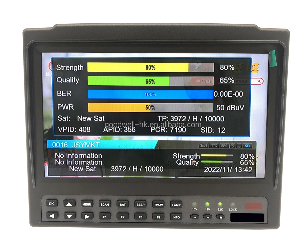 

Made in China TV Star Finder Pro 7 inch LCD Screen H.265 DVB-S/S2/S/T2/T/C AHD Camera Input Satellite Receiver Meter