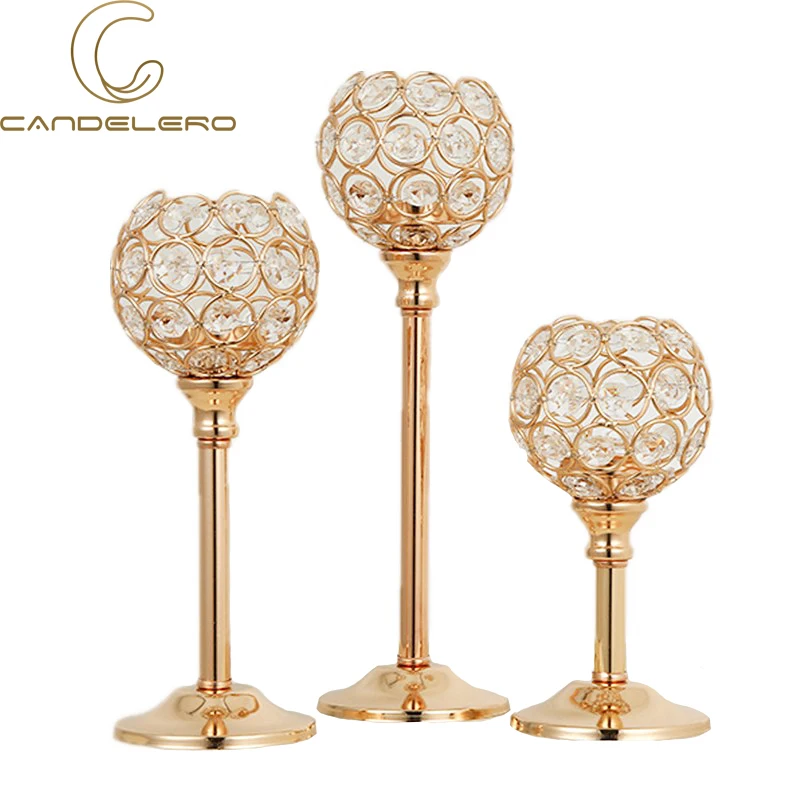 Candelabro de cristal para decoración de mesa de comedor, accesorios de candelabro Interior, decoración del hogar para sala de estar, hierro dorado y plateado