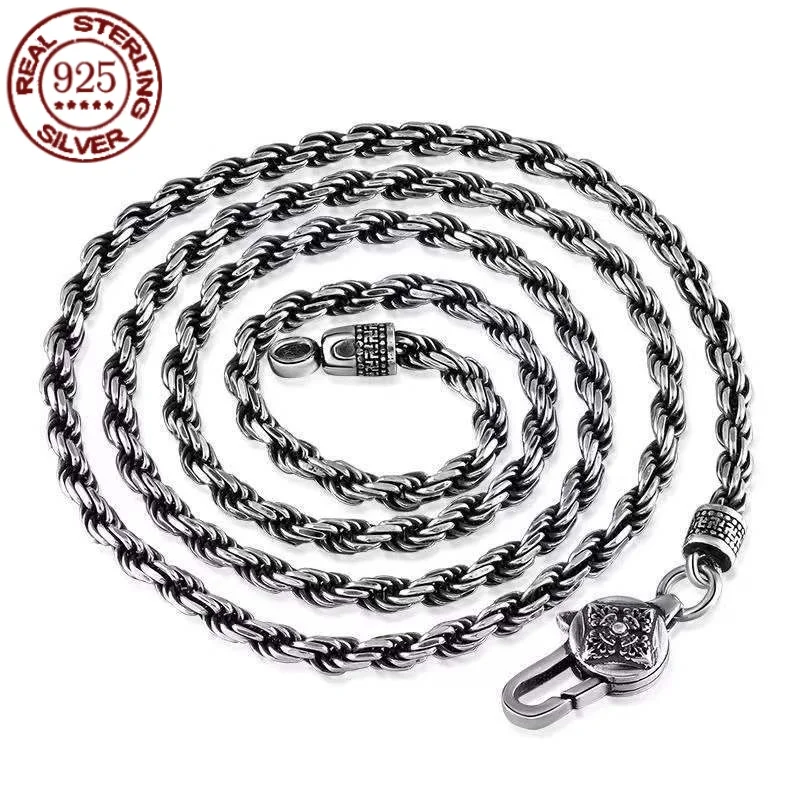 Изысканный Плетеный браслет из стерлингового серебра S925 пробы ожерелье шириной 3