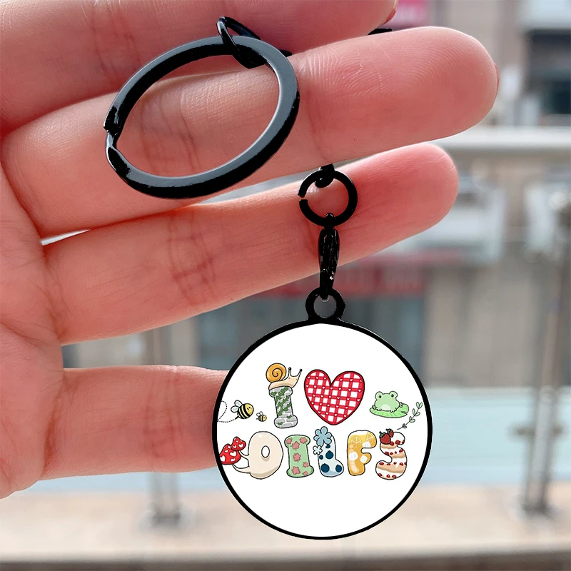 

Fashion cottagecore I love dilfs Cool Key Tag Motorcycles Cars Backpack Chaveiro Keychain For Friends Key Ring Gifts Accessories