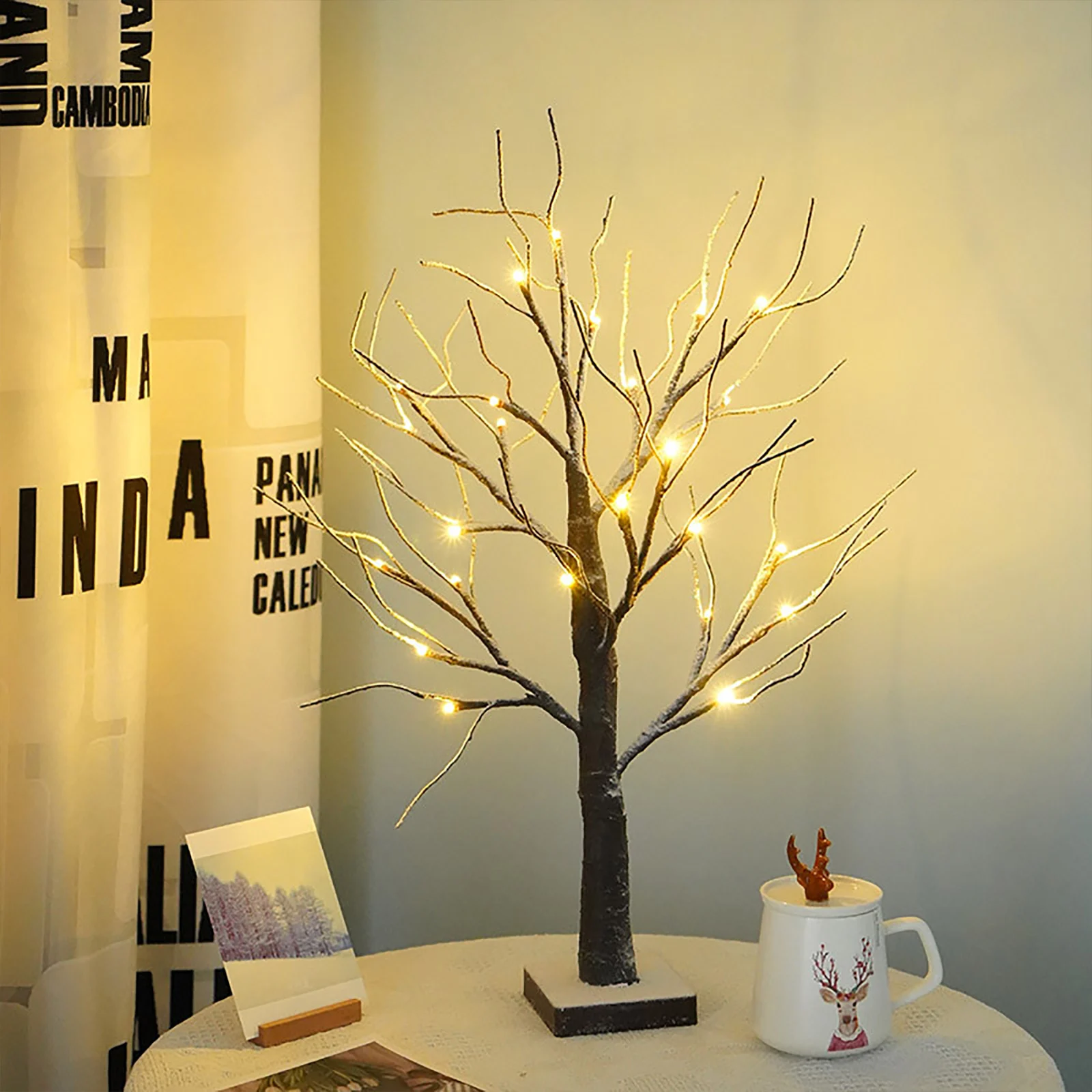 

LED Artificial Tabletop Night Light Birch Tree Shape Lamp Home Party Wedding Indoor Decoration Lighting Supplies