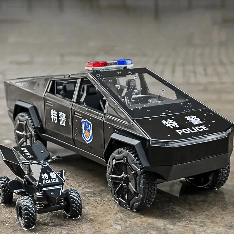 

1:24 Tesla Pickup Alloy Car Model Diecast Metal Toy Vehicles Sound and Light Car Model Simulation Collection Children Gifts Toys