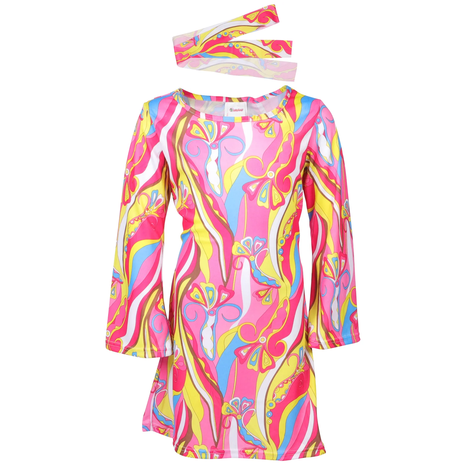 

Платье в стиле ретро для девушек и девушек, платье с рукавом для дискотеки, ободок, 1 комплект